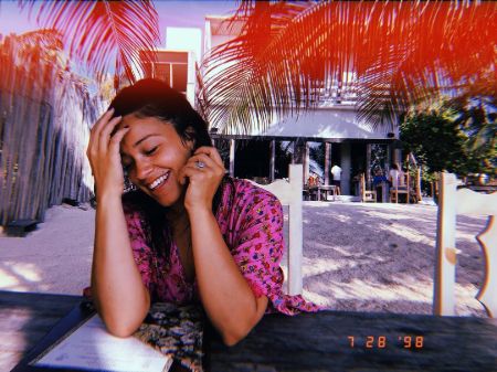 Gina showing her diamond ring.